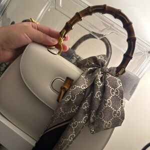 Gucci Cream Shoulder Bag with Bamboo Handle
